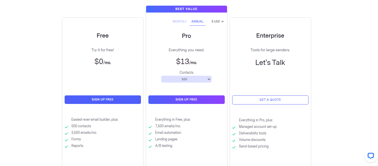 Benchmark Email Pricing Plans