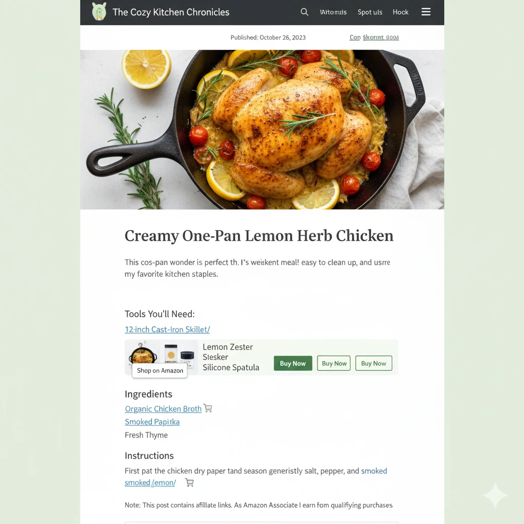 How to add Amazon affiliate links to food blog posts
