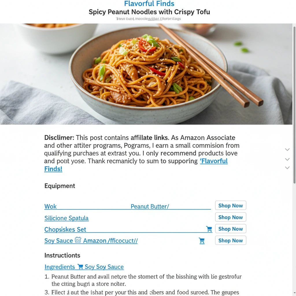Example of affiliate links naturally integrated into a food blog recipe post
Placement: Inside recipe subsection
